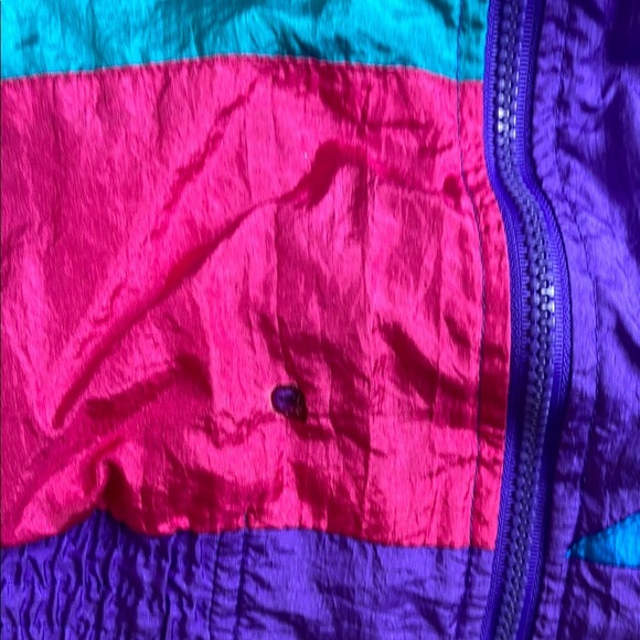 Purple and Yellow Lightweight Shirt Jacket with Geometric Design - Picture 3 of 4